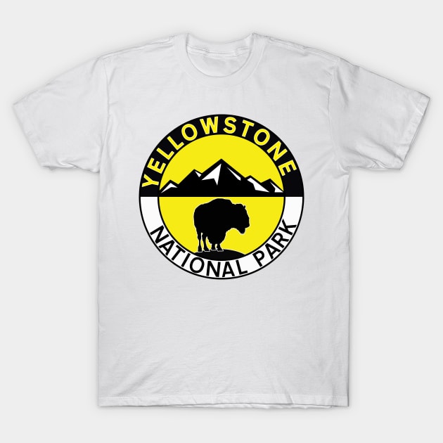 YELLOWSTONE NATIONAL PARK WYOMING BUFFALO BISON MOUNTAINS NATURE EXPLORE T-Shirt by TravelTime